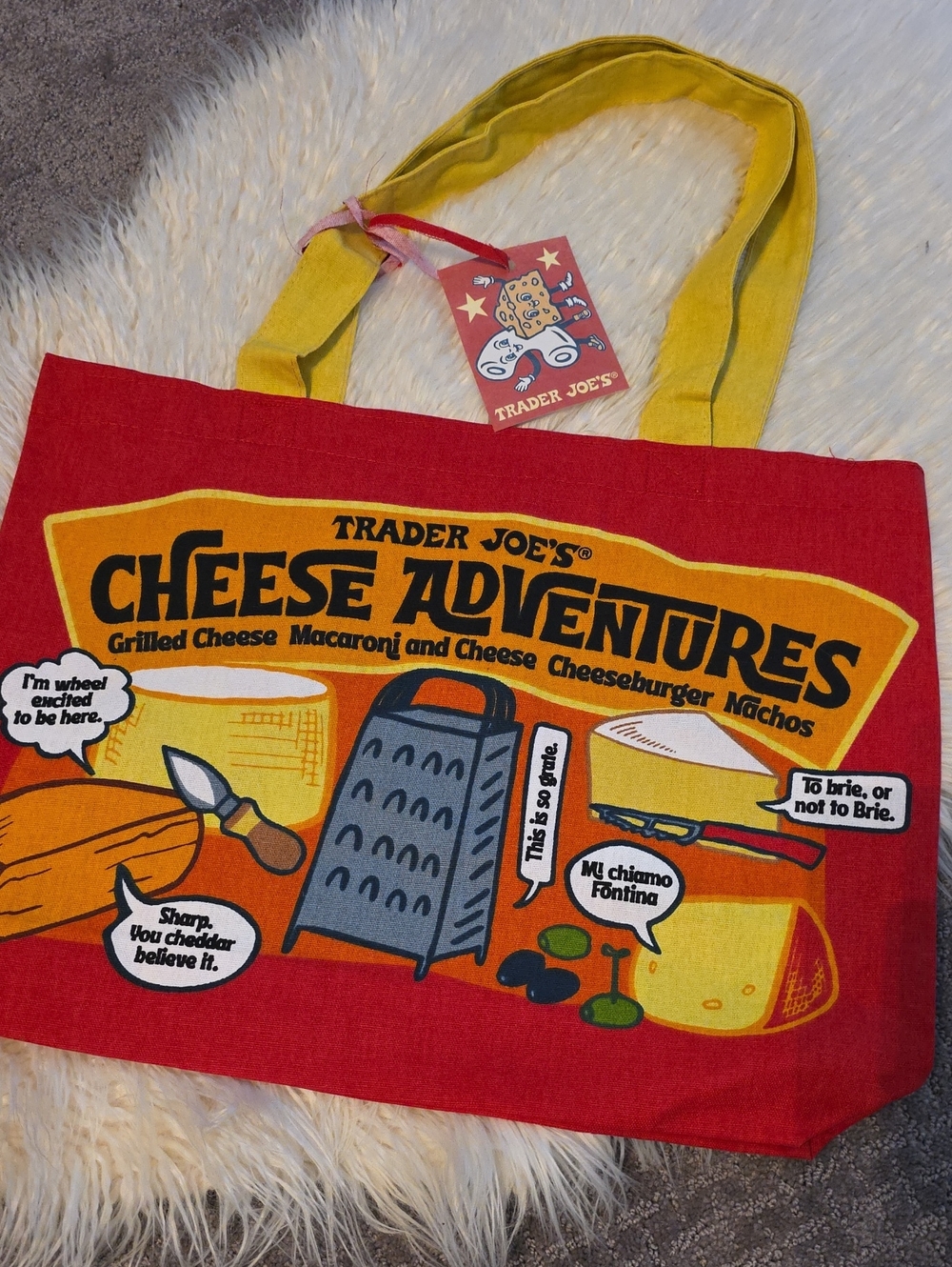 Trader Joe's Cheese Adventures Tote Bag - Red & Yellow
